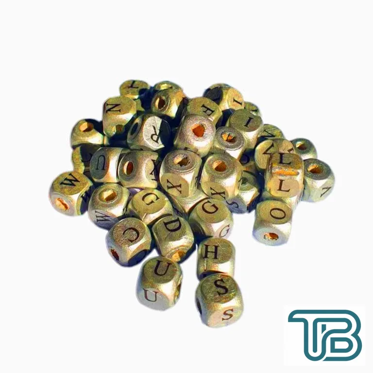 Ahşap Küp HARFLİ Boncuk 10X10 MM 100 GRAM Gold - Eminönü ToptanS | Ticaretin Kalbinden