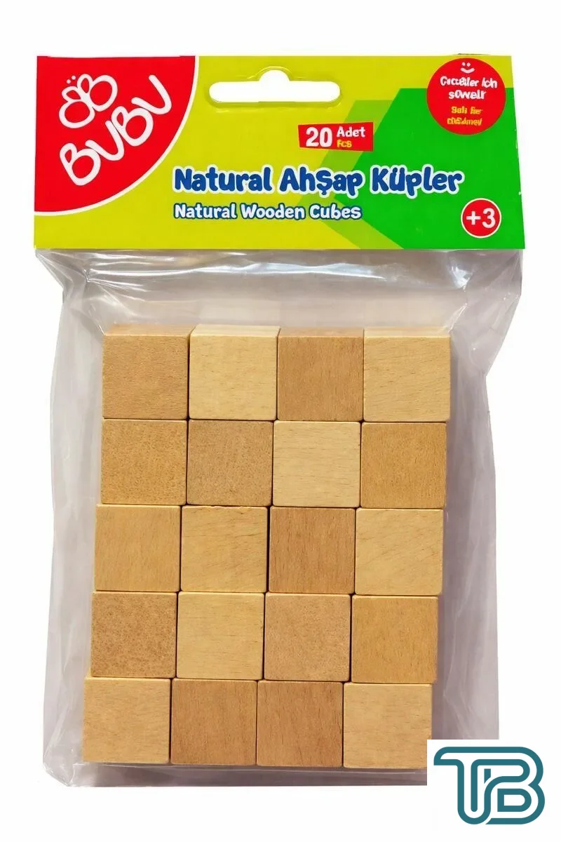 Bubu Ahşap Küpler Natural 20 Adet