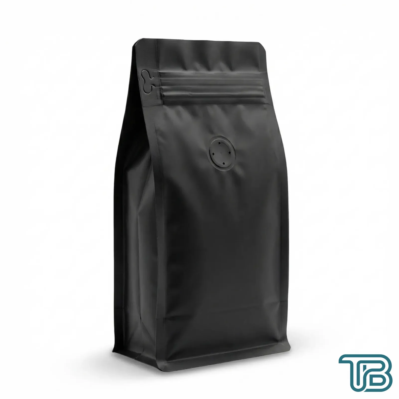 Valfli Flat Bottom Düz Tabanlı Mat Siyah Önden Kilitli Ambalaj 14x33+5 cm-1000 gr 500 Adet