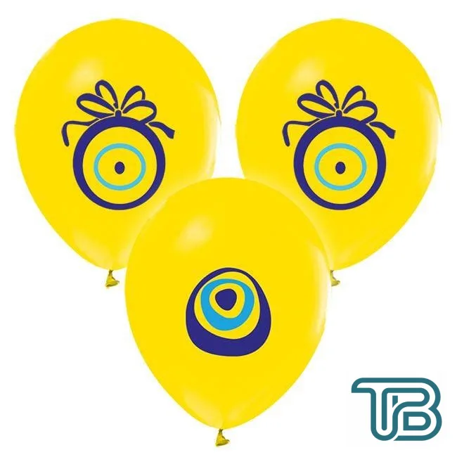 Balon Nazar Boncuğu Baskılı (20 Adet) Sarı - Eminönü ToptanS | Ticaretin Kalbinden
