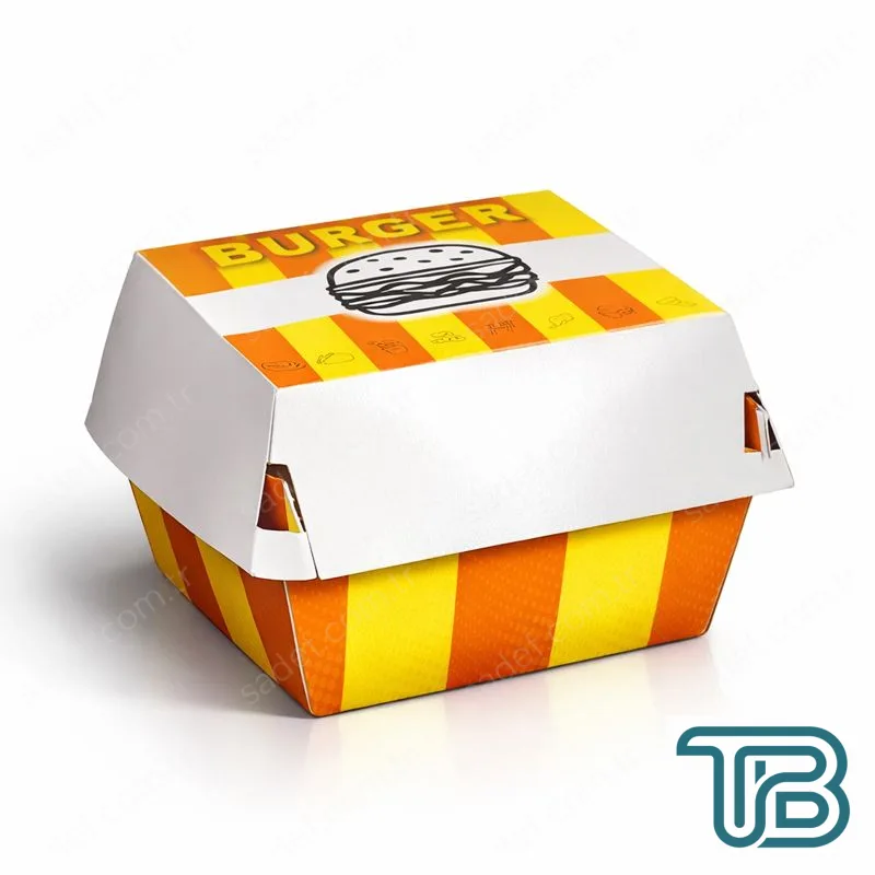 OREGO BASKILI HAMBURGER KUTUSU ( 12X12X8 ORTA BOY 150 ADET