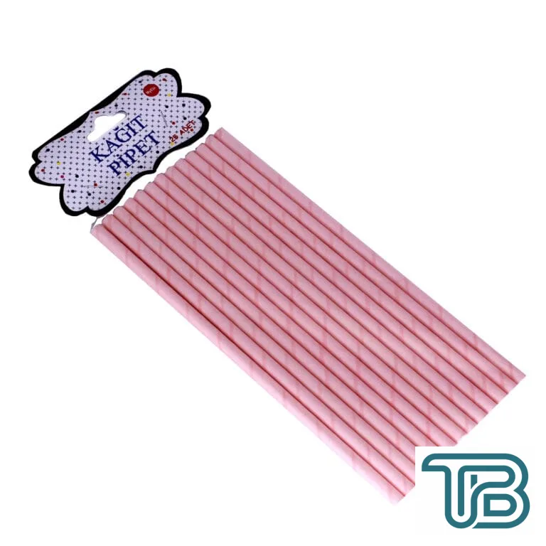 Düz Kağıt Pipet (25 Adet) Pembe - Eminönü ToptanS | Ticaretin Kalbinden