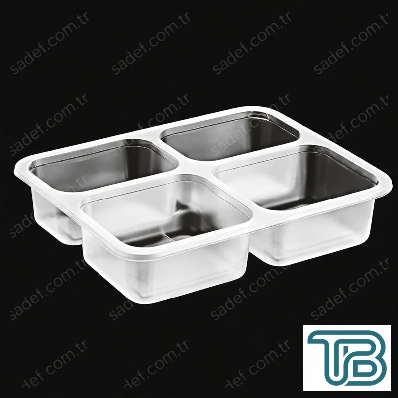 EL-475 DÖRT BÖLMELİ YEMEK KABI 227X178 MM 20 GR ŞEFFAF ELTRON 400 ADET