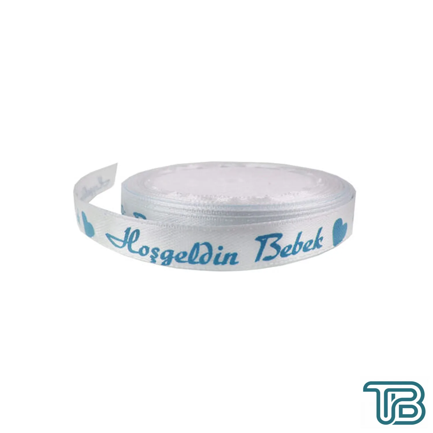 Saten Kurdele Hoşgeldin Bebek Yazılı 1 Cm (100 Metre) Mavi - Eminönü ToptanS | Ticaretin Kalbinden