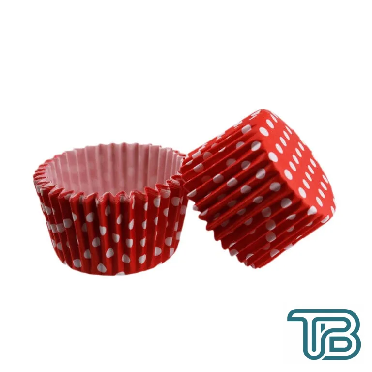 Cupcake Kalıbı Pet Kapsül Kek Kalıbı 48X34 MM (100 Adet) Puantiyeli Kırmızı - Eminönü ToptanS | Ticaretin Kalbinden