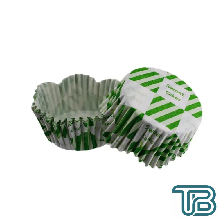 Cupcake Kalıbı Pet Kapsül Dalgalı Kek Kalıbı 65X38 MM (100 Adet) Beyaza Yeşil Kare Desen - Eminönü ToptanS | Ticaretin Kalbinden