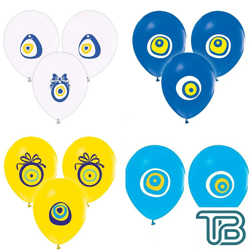 Balon Nazar Boncuğu Baskılı (20 Adet) Karışık Renk - Eminönü ToptanS | Ticaretin Kalbinden