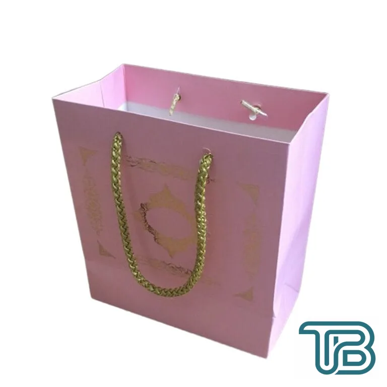 Karton İpsaplı Hediye Çantası Saray Desenli GOLD 15X17X8 10 Adet Pembe - Eminönü ToptanS | Ticaretin Kalbinden
