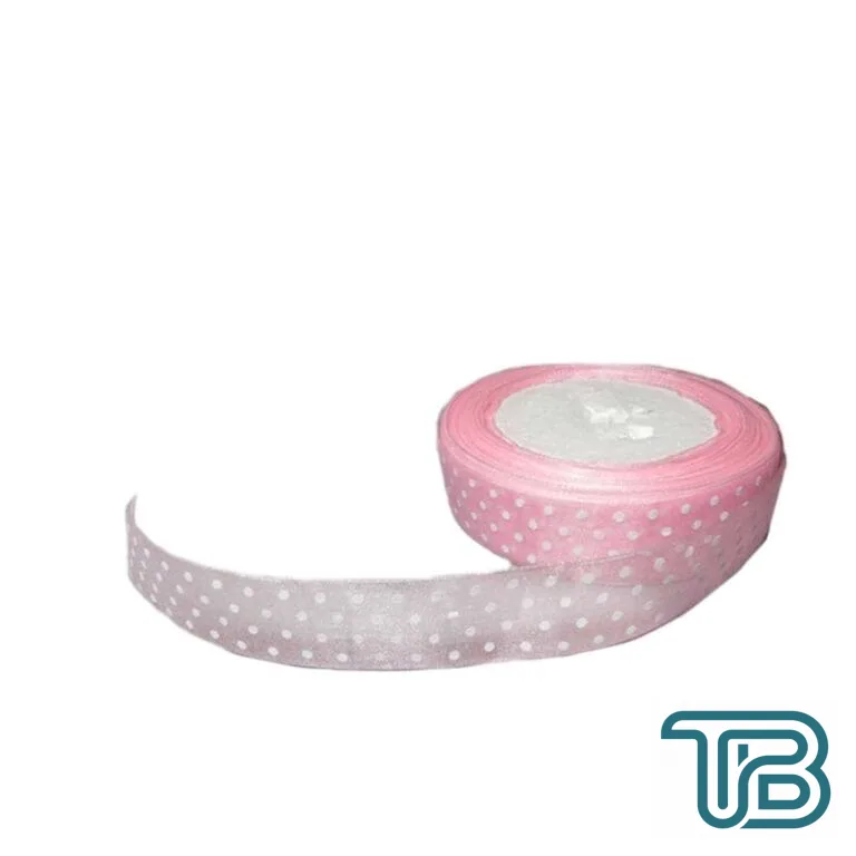 Organze Kurdele Benekli (Puantiyeli Kurdele) 2 CM (23 Metre) Pembe - Eminönü ToptanS | Ticaretin Kalbinden