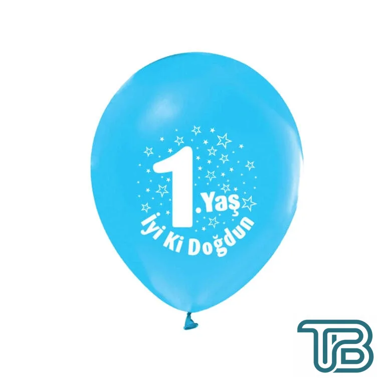 Balon 1.Yaş iyiki Doğdun Yazılı (20 Adet) Mavi - Eminönü ToptanS | Ticaretin Kalbinden