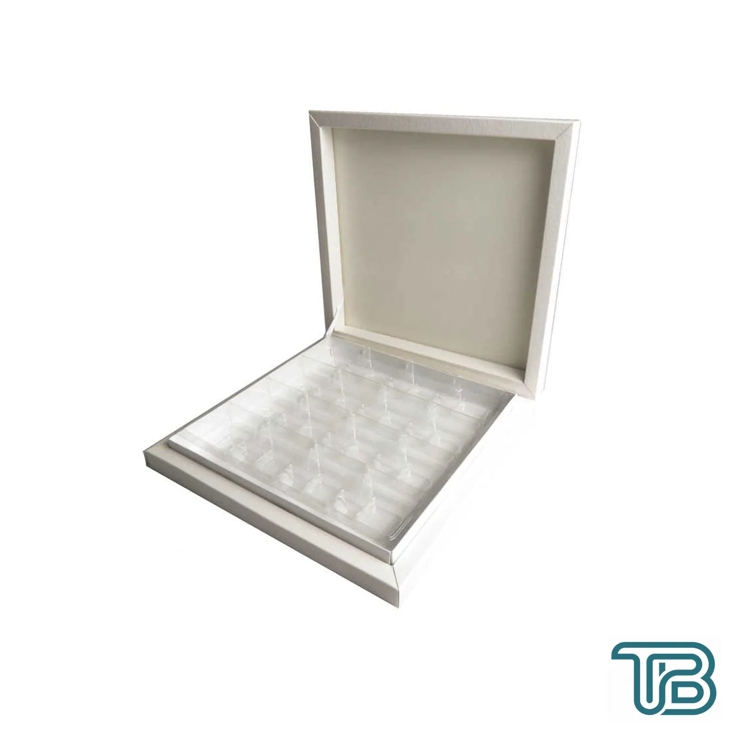 Karton Çikolata Kutusu 16'lı Separatörlü 23.5 X 22.5 CM Beyaz - Eminönü ToptanS | Ticaretin Kalbinden