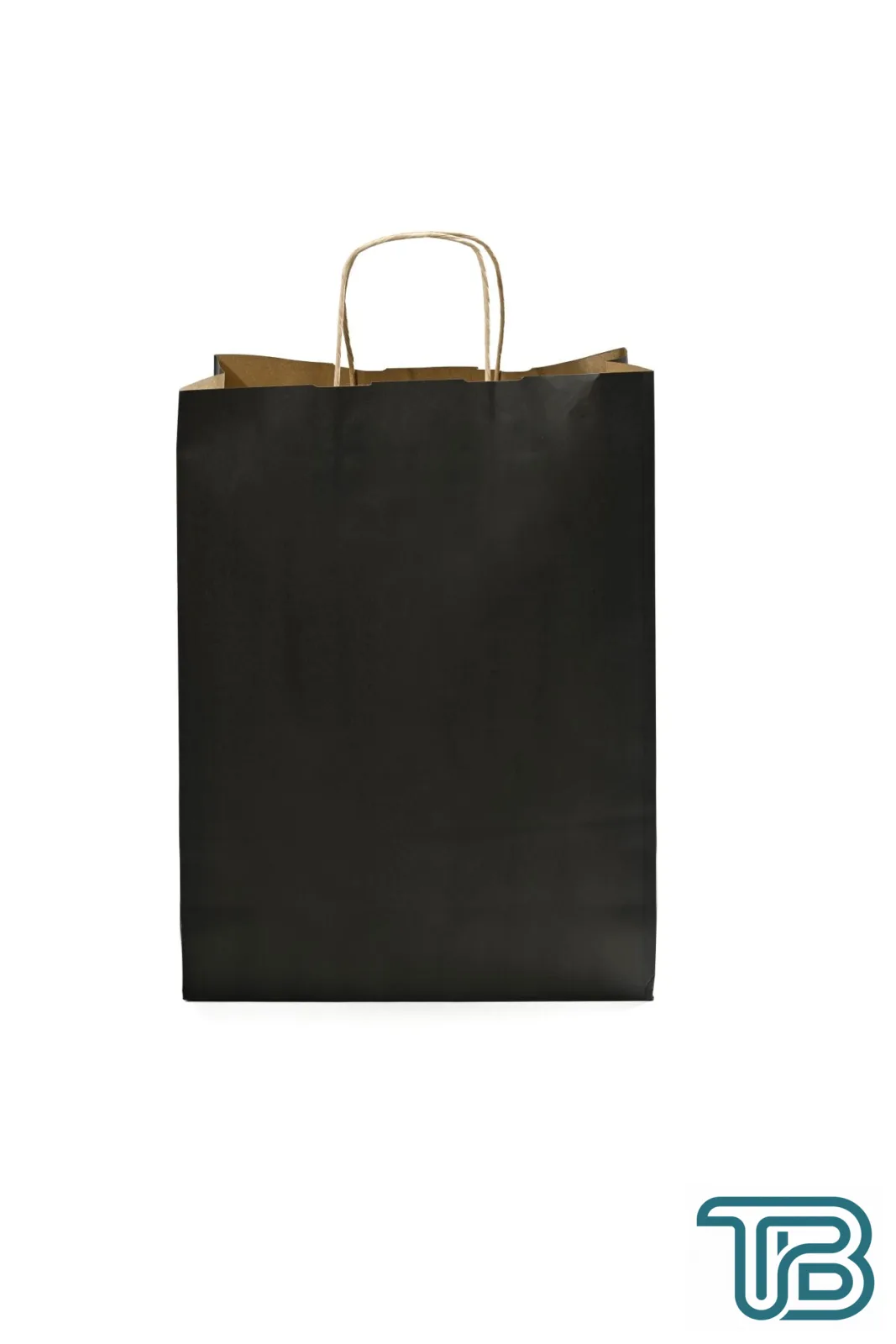 Kağıt Çanta Burgu Saplı 31x41x12cm(Körük) - Siyah 25 Adet