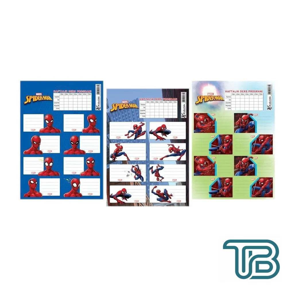 Keskin Color Spider-Man 220130 Ders Programlı Okul Etiketi 3 Set