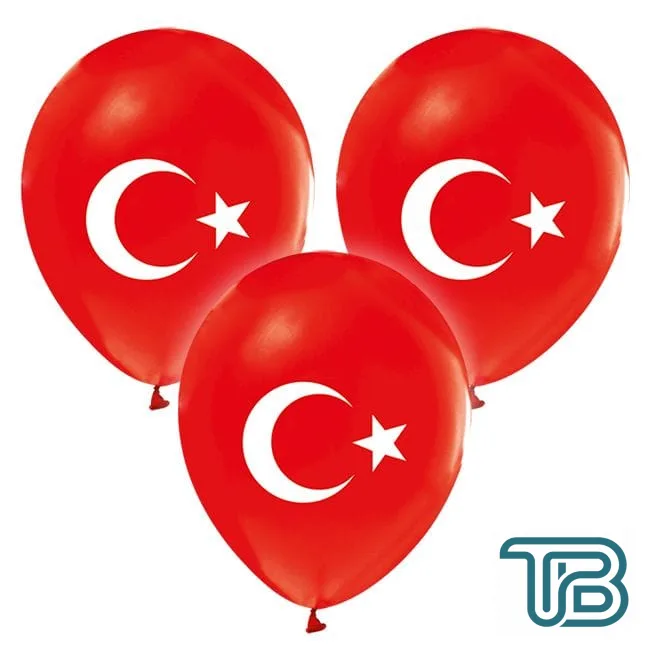 Balon 12 İnç Baskılı Ayyıldız Bayrak (20 Adet) - Eminönü ToptanS | Ticaretin Kalbinden