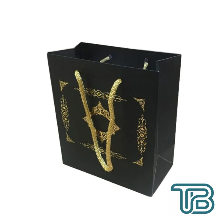 Karton İpsaplı Hediye Çantası Saray Desenli GOLD 15X17X8 10 Adet Siyah - Eminönü ToptanS | Ticaretin Kalbinden