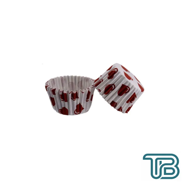 Kek Kalıbı Pet Kapsül 52X45 MM Kağıt Cupcake Kağıdı (100 Adet) Bordo Kalp Desen - Eminönü ToptanS | Ticaretin Kalbinden