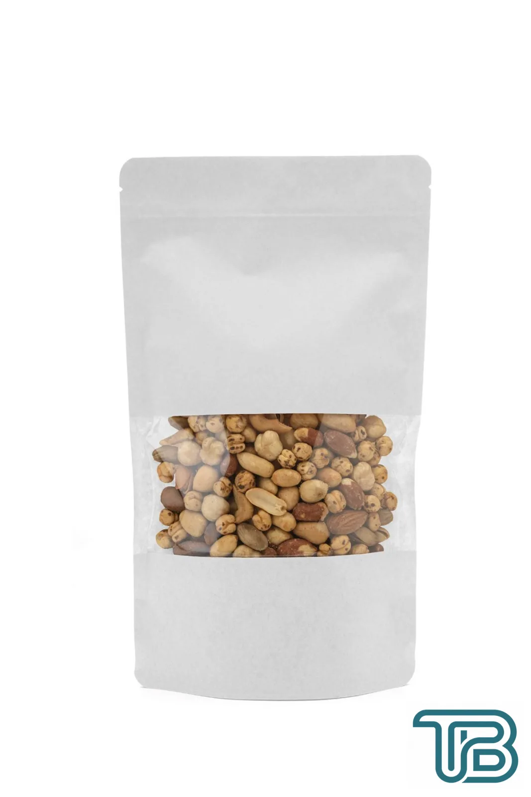 Pencereli Beyaz Kraft Kilitli Doypack Ambalaj 20x30+5 cm-1000 gr. 750 Adet