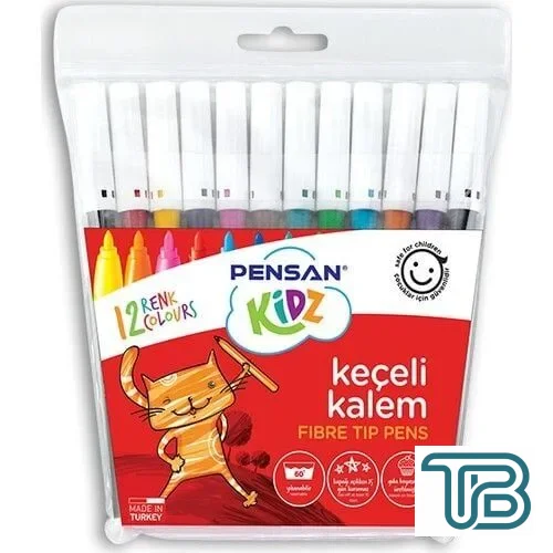Pensan 12 Renk Keçeli Kalem 1 Paket ( 12 Set )