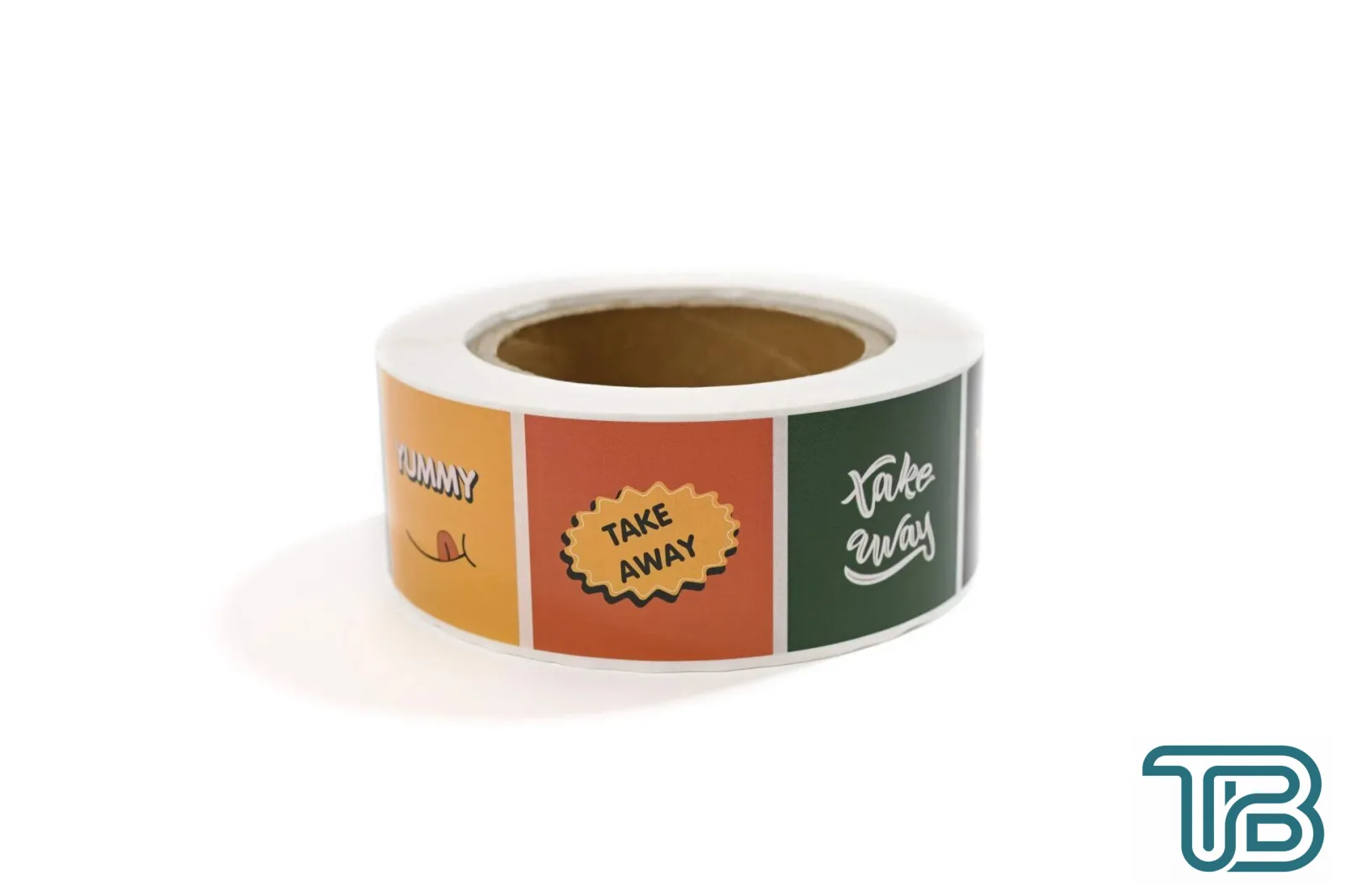 Yapışkanlı Kuşe Etiket 45x45 mm (Take Away Yeşil + Take Away Siyah + Yummy Turuncu + Take Away Kırmızı Desenli ) 1000'li 1.000 Adet