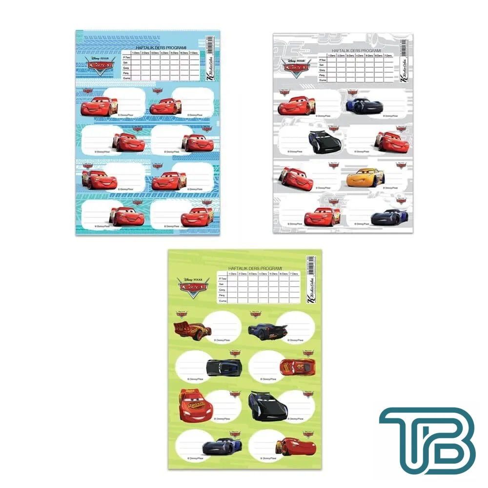Keskin Color Cars 220130 Ders Programlı Okul Etiketi 3 Set