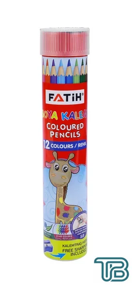 Fatih 12 Renk Tam Boy Kuru Boya Kalemi Tüplü