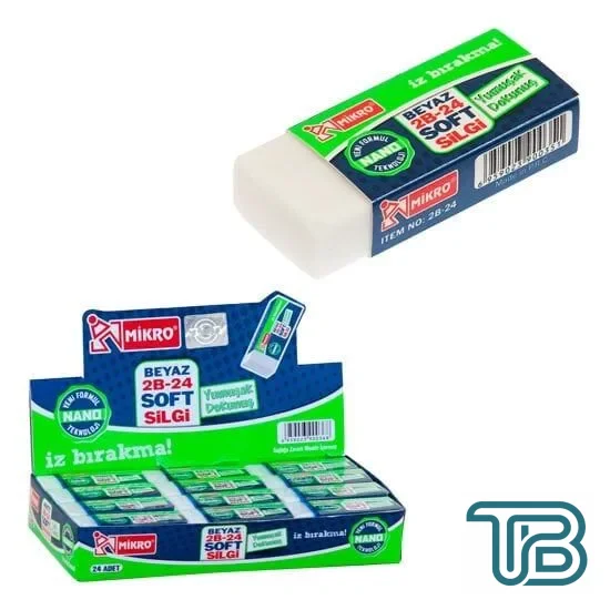 Mikro 2B-24 Beyaz Nano Silgi 24 Adet
