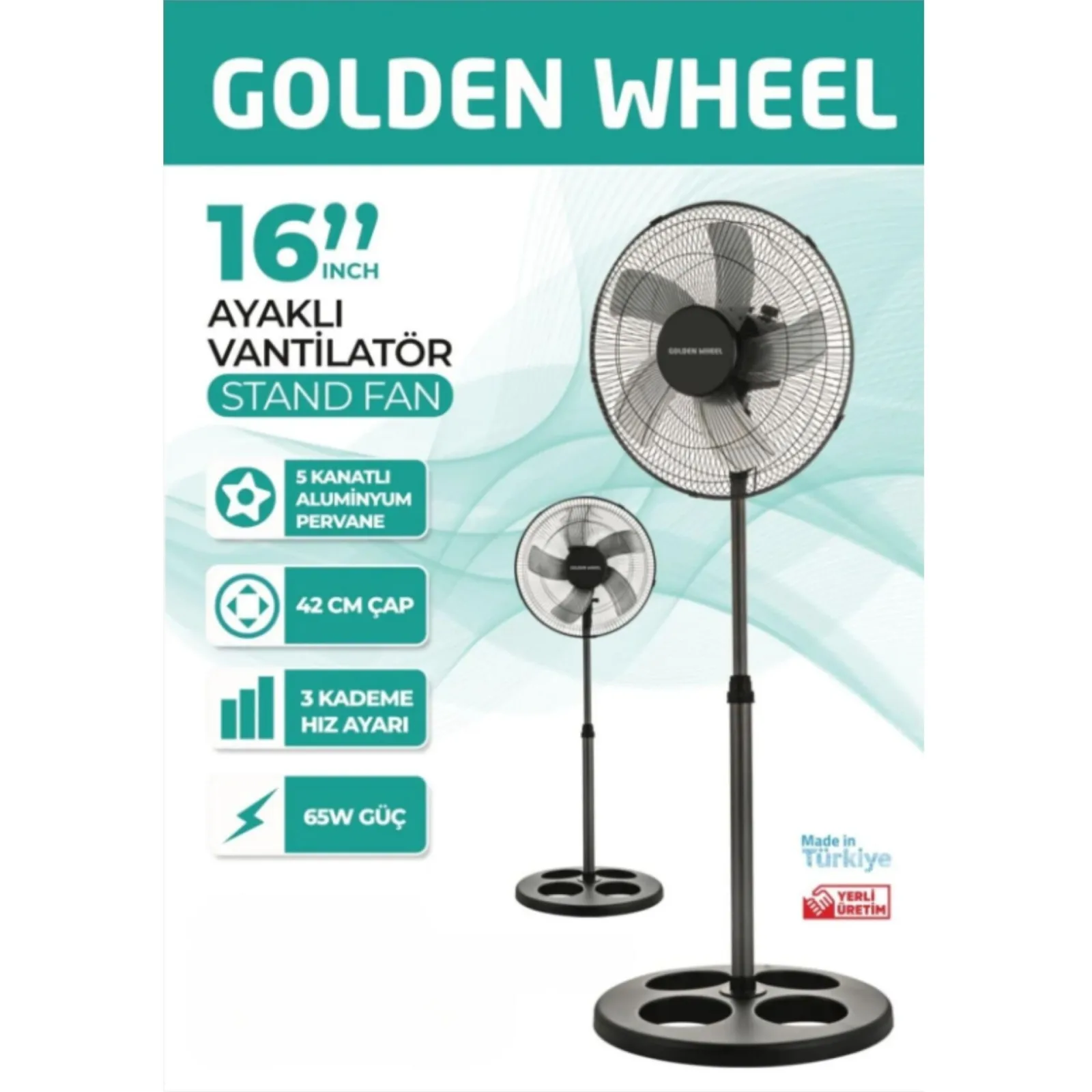 Golden Wheel 42cm 16inç Ayaklı Vantilatör