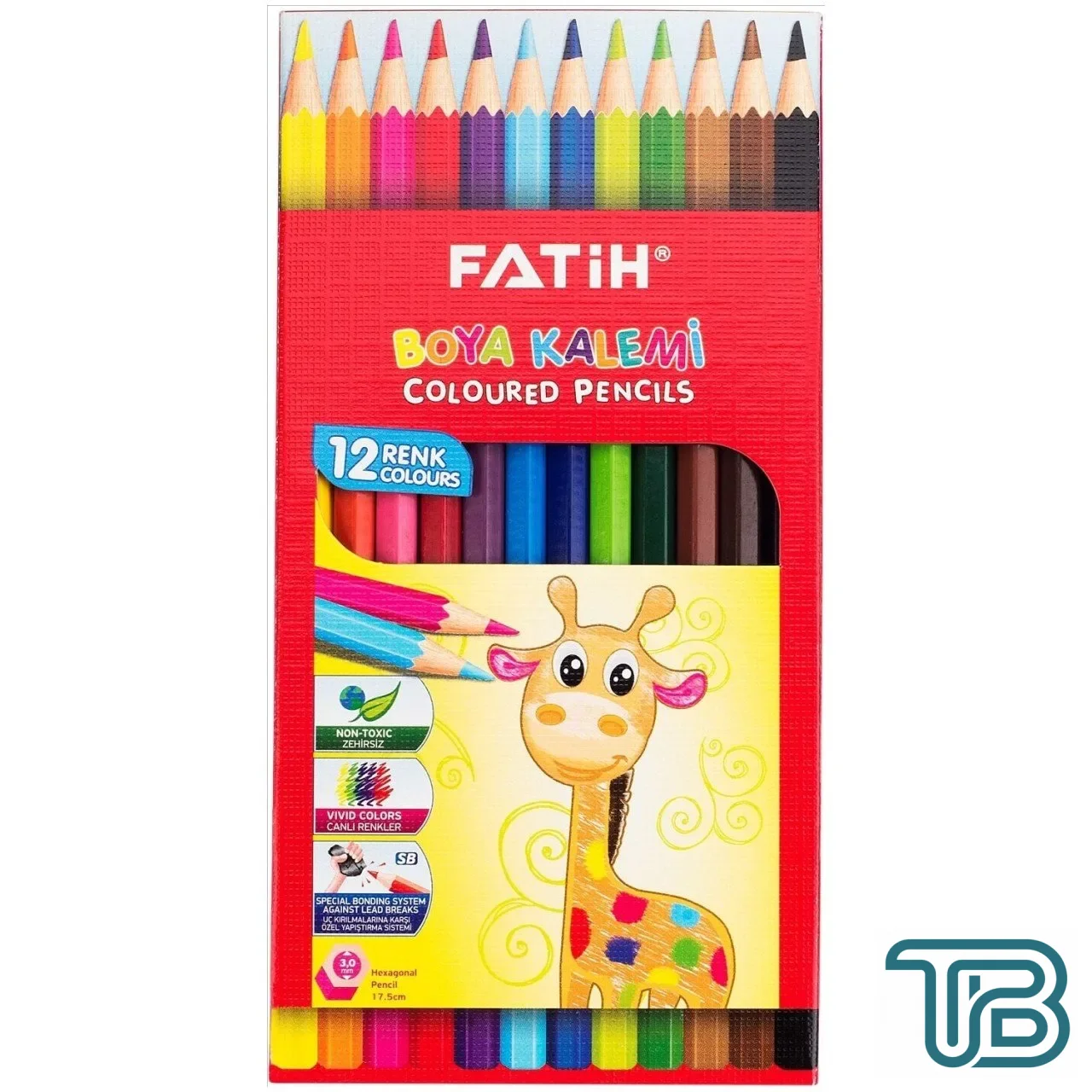 Fatih 12 Renk Tam Boy Kuru Boya Kalemi 12 li Paket