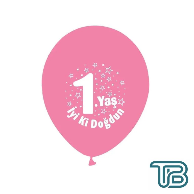 Balon 1.Yaş iyiki Doğdun Yazılı (20 Adet) Pembe - Eminönü ToptanS | Ticaretin Kalbinden