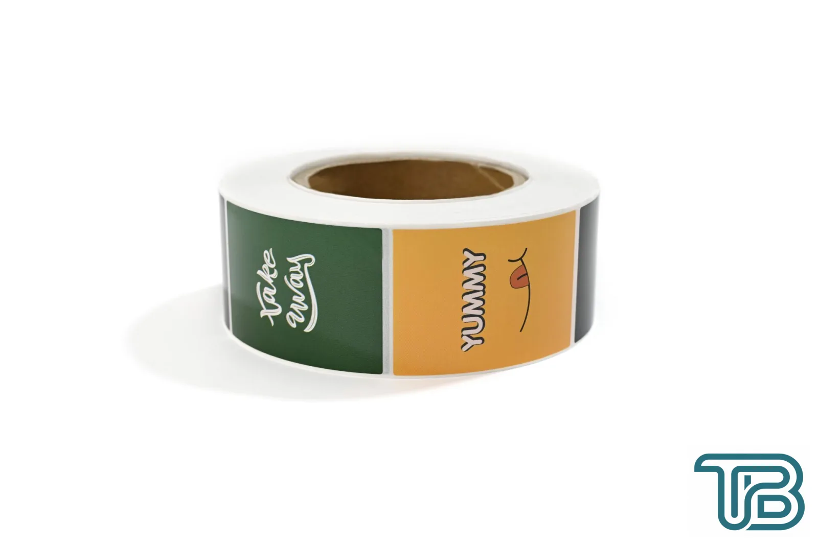 Yapışkanlı Kuşe Etiket 49x70 mm (Take Away Yeşil + Take Away Siyah + Yummy Turuncu Desenli) 1000'li 1.000 Adet