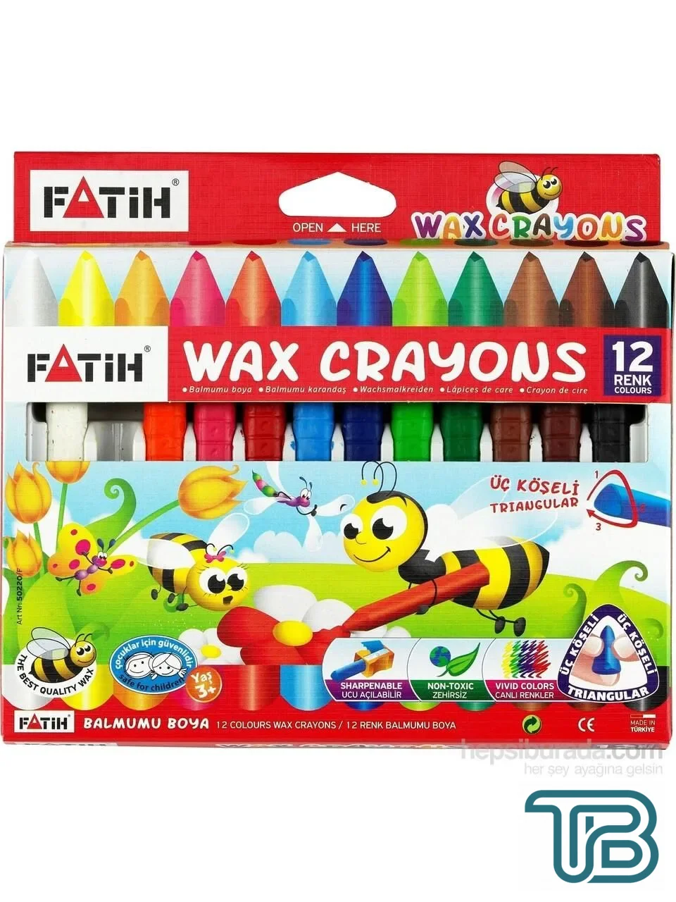 Fatih Jumbo Üçgen Wax Crayon Mum Boya 12 Renk