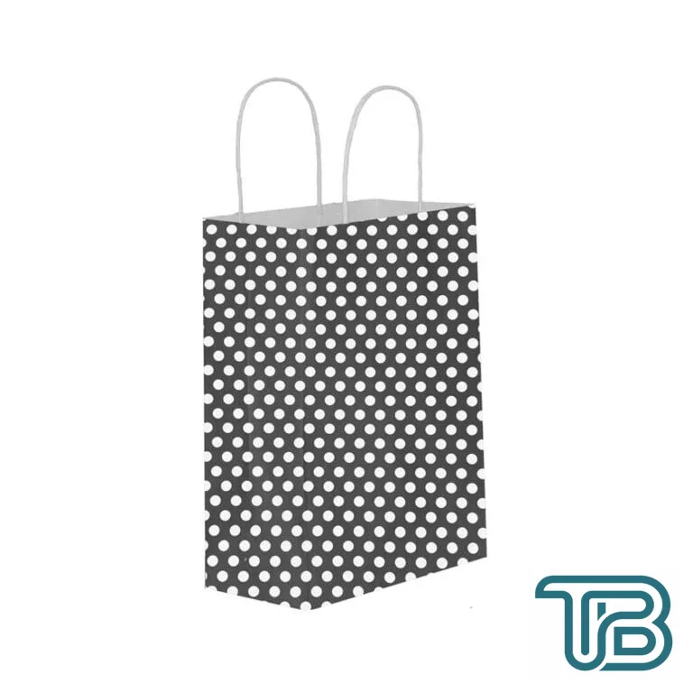 Kağıt Hediye Çantası Küçük Boy Puantiyeli 18X24 (25 Adet) Puantiyeli Siyah - Eminönü ToptanS | Ticaretin Kalbinden
