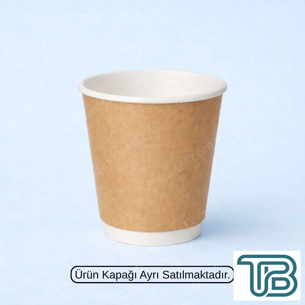 KRAFT DOUBLE WALL 8 OZ BASKISIZ KARTON BARDAK SICAK 500 ADET