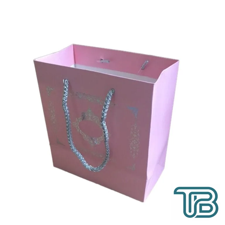 Karton İpsaplı Hediye Çantası Saray Desenli Gümüş 15X17X8 10 Adet Pembe - Eminönü ToptanS | Ticaretin Kalbinden
