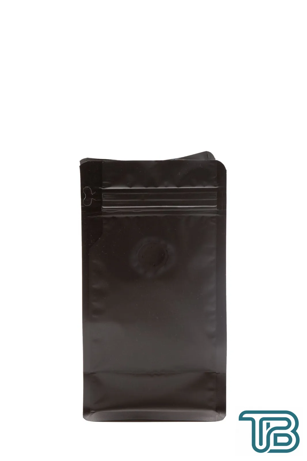 Valfli Flat Bottom Düz Tabanlı Mat Siyah Önden Kilitli Ambalaj 11,5x21,5+4 cm-250 gr 1000 Adet