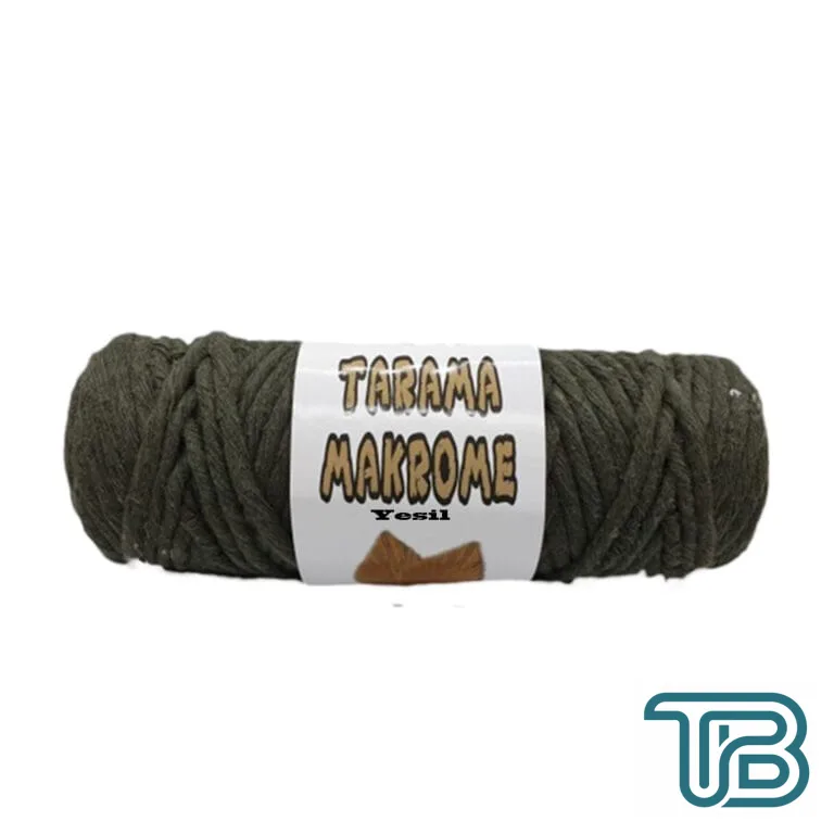 Taranabilir Makrome İpi Taranan Makrame Pamuk İpliği 5 MM 250 GR Yeşil - Eminönü ToptanS | Ticaretin Kalbinden