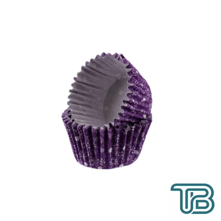 Cupcake Kalıbı Pet Kapsül Kek Kalıbı48X34 MM (100 Adet) Kar Desenli Mor - Eminönü ToptanS | Ticaretin Kalbinden