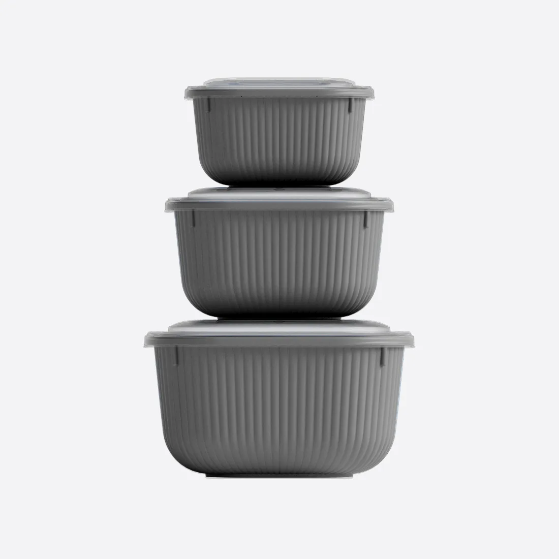 3 Parça Snap Lid Line Kare Set (600-1100-1800 ml)