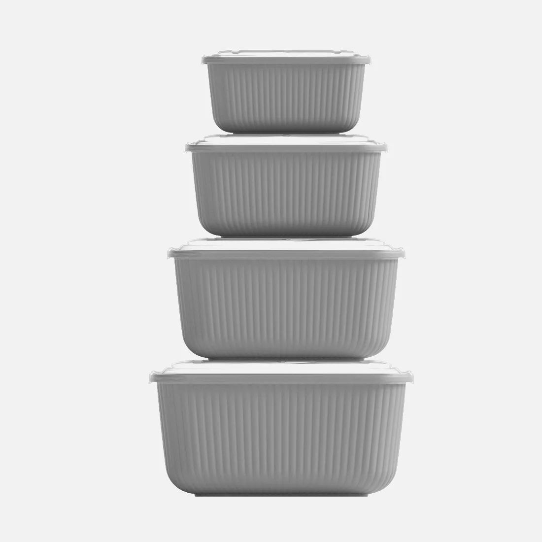 4 Parça Snap Lid Line Dikdörtgen Set (600-1100-1800-3000 ml)