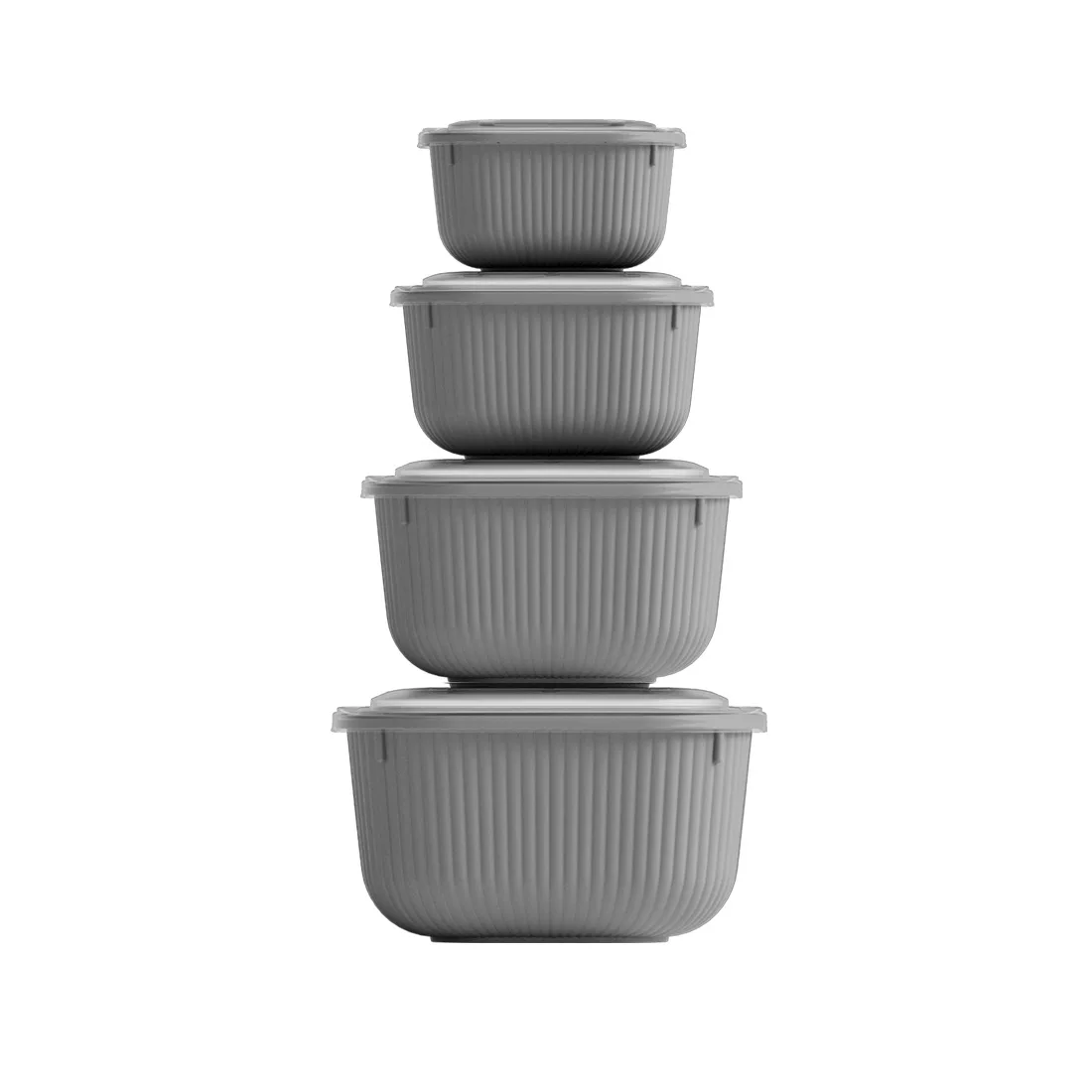 4 Parça Snap Lid Line Kare Set (600-1100-1800-3000 ml)